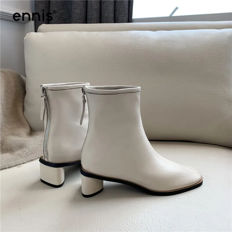ENNIS/; Модные ботильоны; женские ботинки из натуральной кожи; обувь с круглым носком; ботинки из мягкой кожи; женские осенние повседневные ботинки; A951