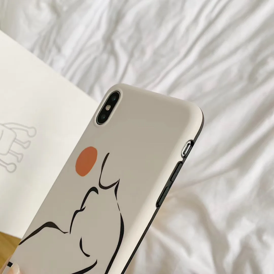 INS simple red sun line art girl design phone case For iphone Xs MAX XR X 6 6s 7 8 plus fashion vintage silicone back cover Capa |