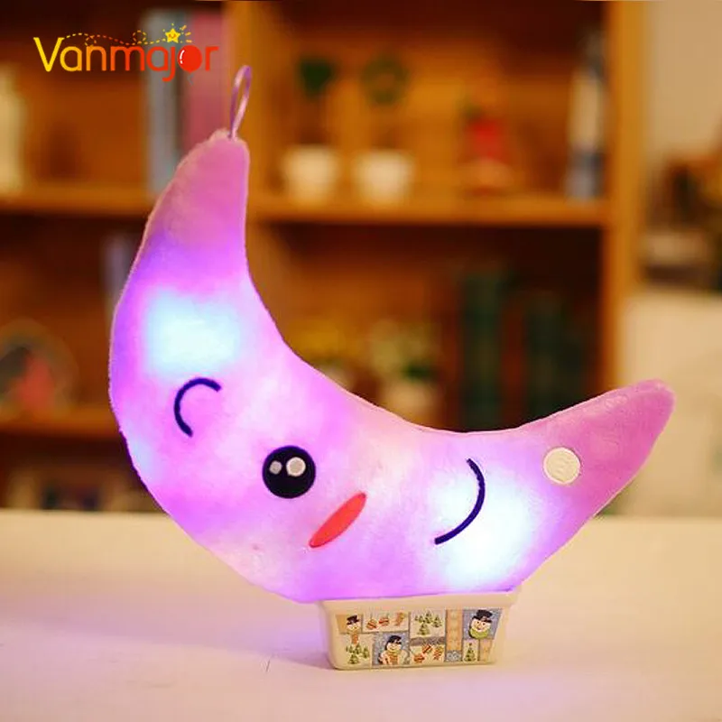 Vanmajor Новинка 35 см красочные Луна Плюшевые игрушки в форме люминесцентный светящийся Светодиодная лампа Подушка мягкие милые детские игрушки подарок на день рождения