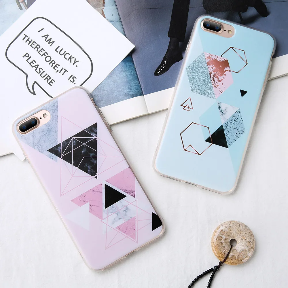 KISSCASE геометрические треугольные чехол для iPhone 5 5S SE 6 6S 7 8 Plus X мраморные чехлы