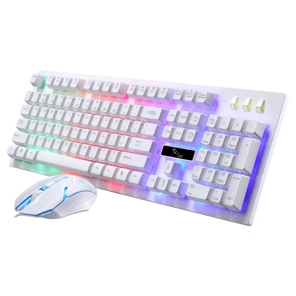 Проводная клавиатура и мышь комбо RGB подсветка игровой USB проводной ПК геймер клавиатура мышь набор мышей черный/белый