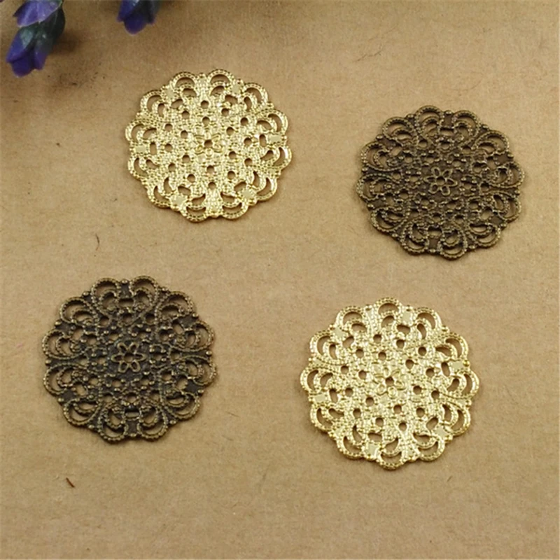 

200 Pcs 15MM 7 Colors European Hollow Out Flower Charms Wholesale Brass Material DIY Vintage Jewelry Charms