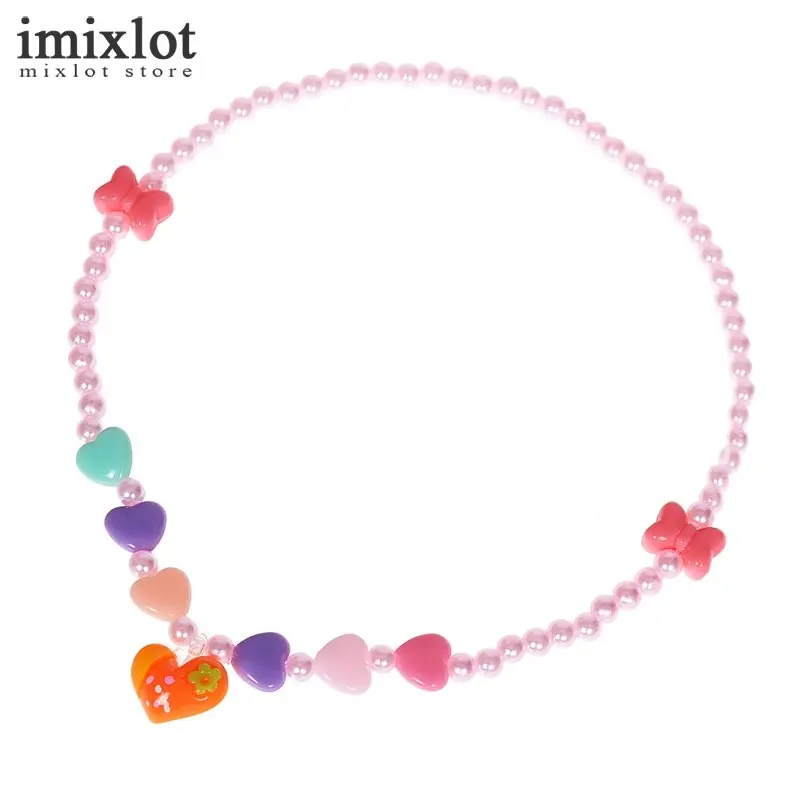 2 шт. имитация жемчуга Цепочки и ожерелья DIY принцесса Jewelry Карамельный Цвет Лук
