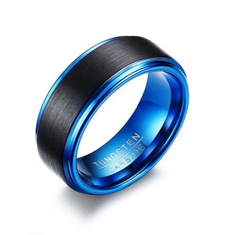 

Новое поступление, синее/черное покрытое кольцо из чистого карбида вольфрама для мужчин, обручальное кольцо для свадьбы