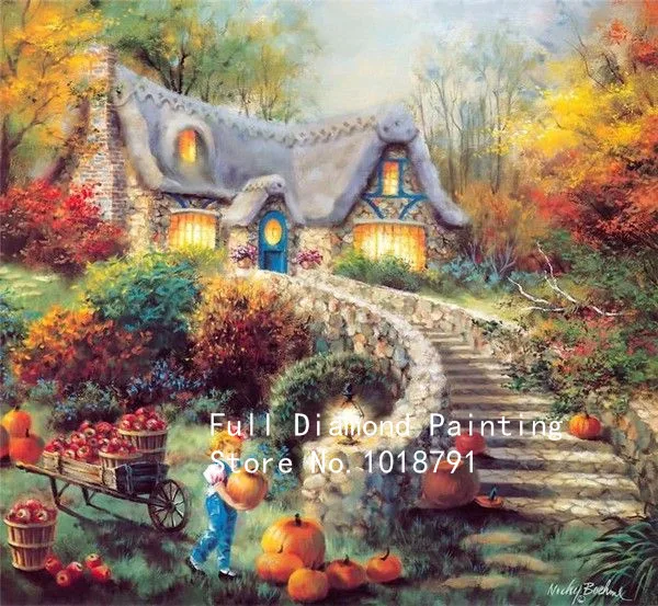 Diy diamond painting scenic diamond cross stitch crystal round diamond sets unfinished full diamond embroidery