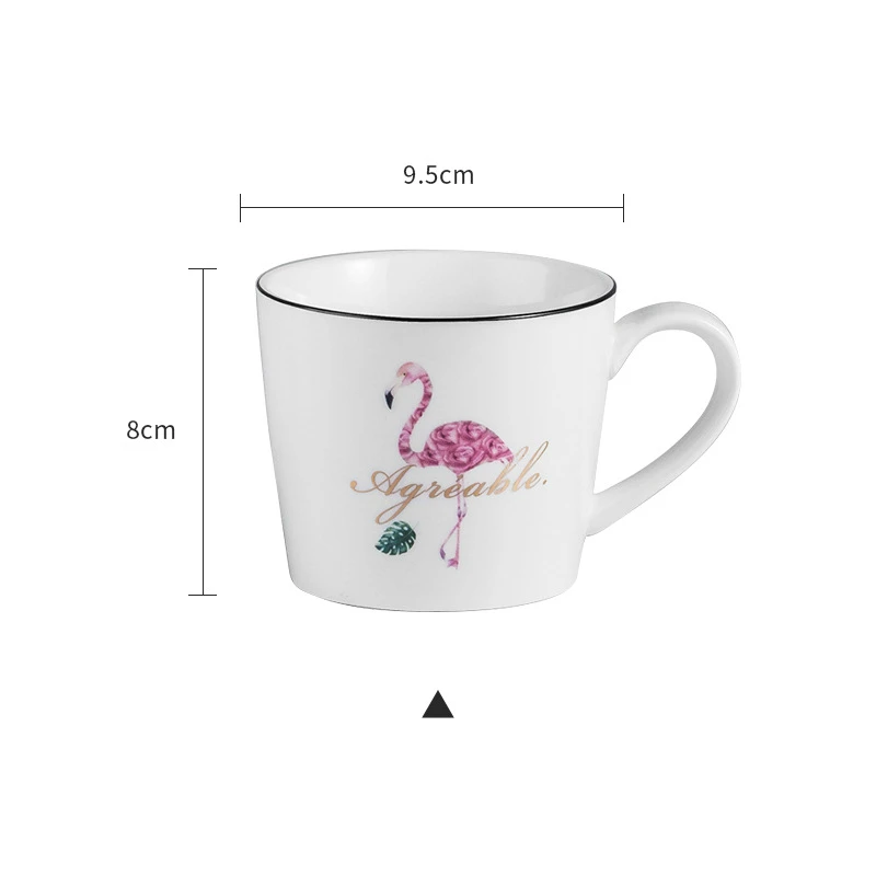 Flamingo Instagram, горячая большая емкость, кружка для завтрака, кукурузной муки, ручная роспись, зеленое растение, кофейная чашка, креативная чашка, кафе, таза Gato - Цвет: Flamingo