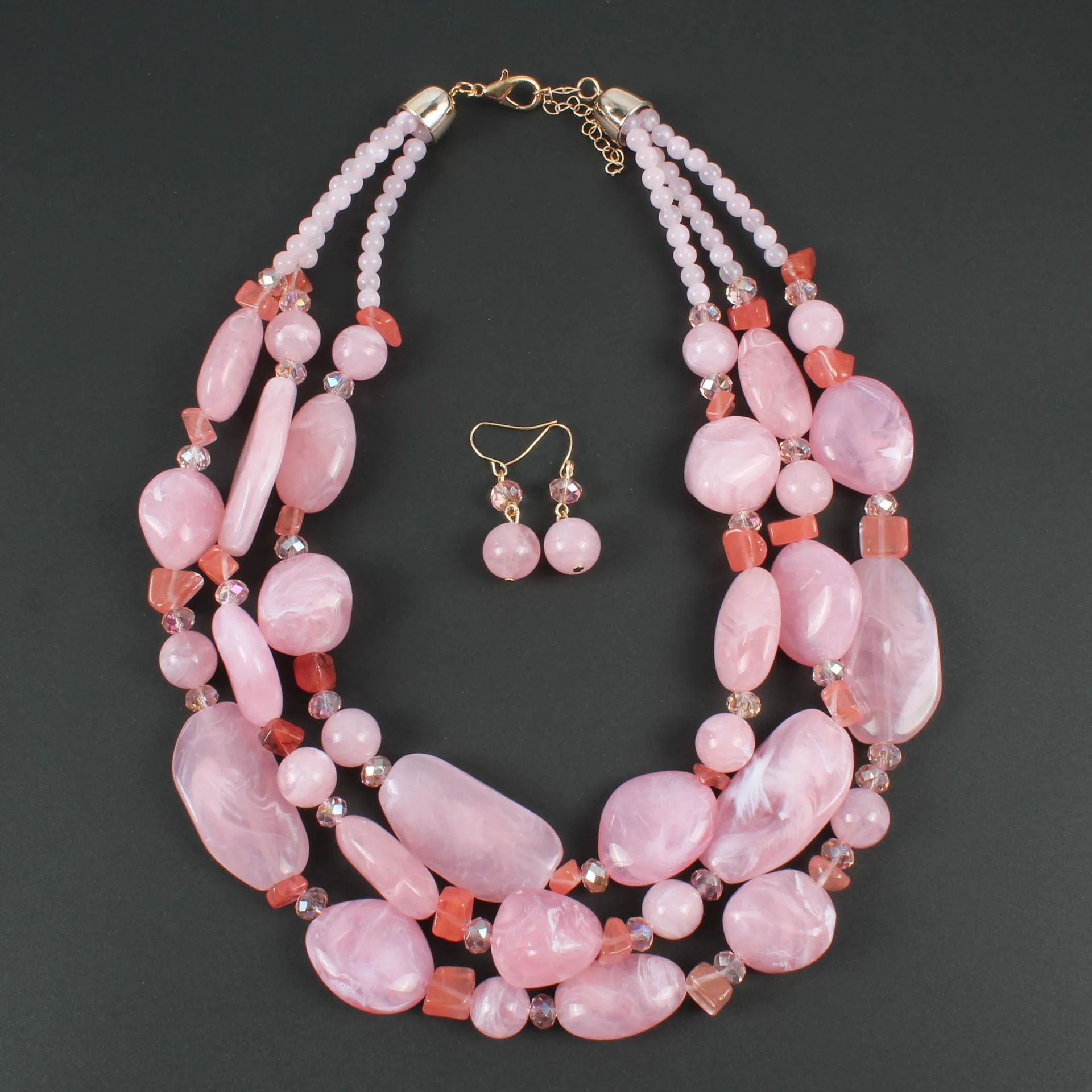 2018 New Hot Exaggerated Multi Layer Bohemian Jewelry Sets Women Strand Beaded Choker Resin Crystal Geometric Necklace Earrings | Украшения