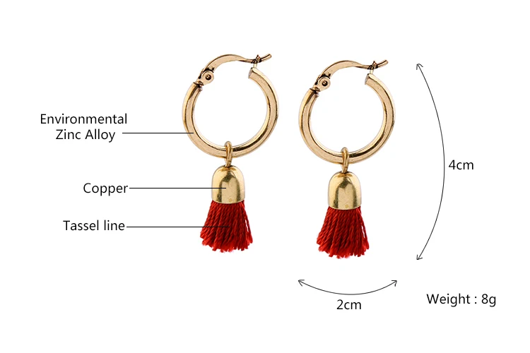 Женские серьги кисточки из медного сплава 2 цвета|red tassel earrings|tassel earringsred |