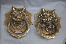 2 шт. CopperHome Fengshui Бронзовый Foo Dog фигурка с драконом цилинь дверные держатели для