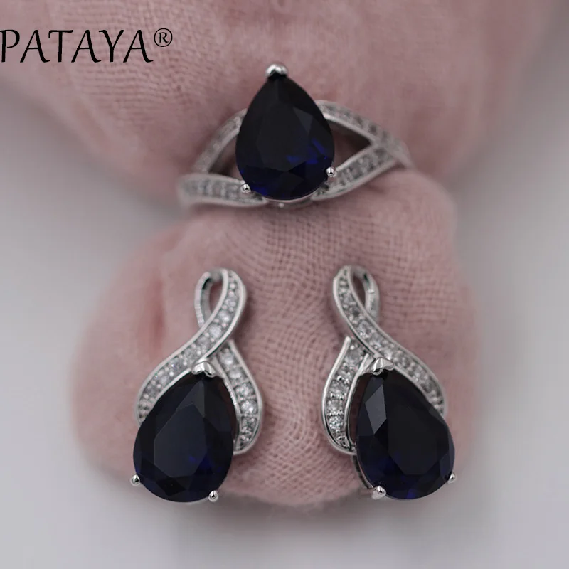 Новые наборы ювелирных изделий PATAYA кольцо с сережками из натурального белого