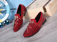 2016 mens black genuine leather rivets shoes british style pointed toe slip on comfortable flats cool mens flats large size 46