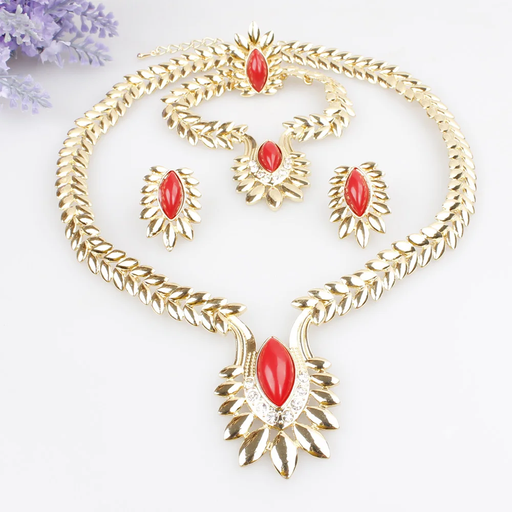 18K Gold Plated Fashion Crystal Jewelry Set Necklace Bracelet Ring Earrings For Women Charm Jewerly Sets Free Shipping Wholesale|ring sony|earrings