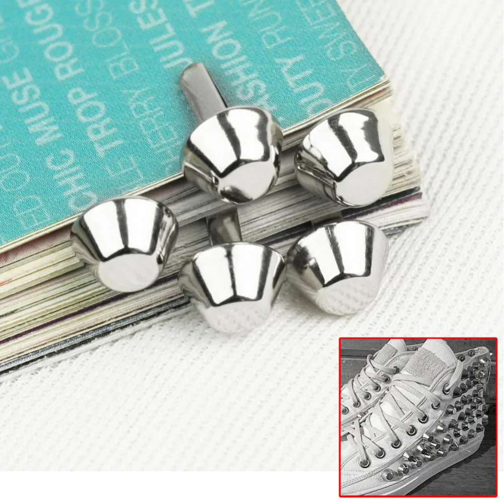 Шпильки с шипами в виде грибов серебристые заклепки стиле панк для сумок обуви