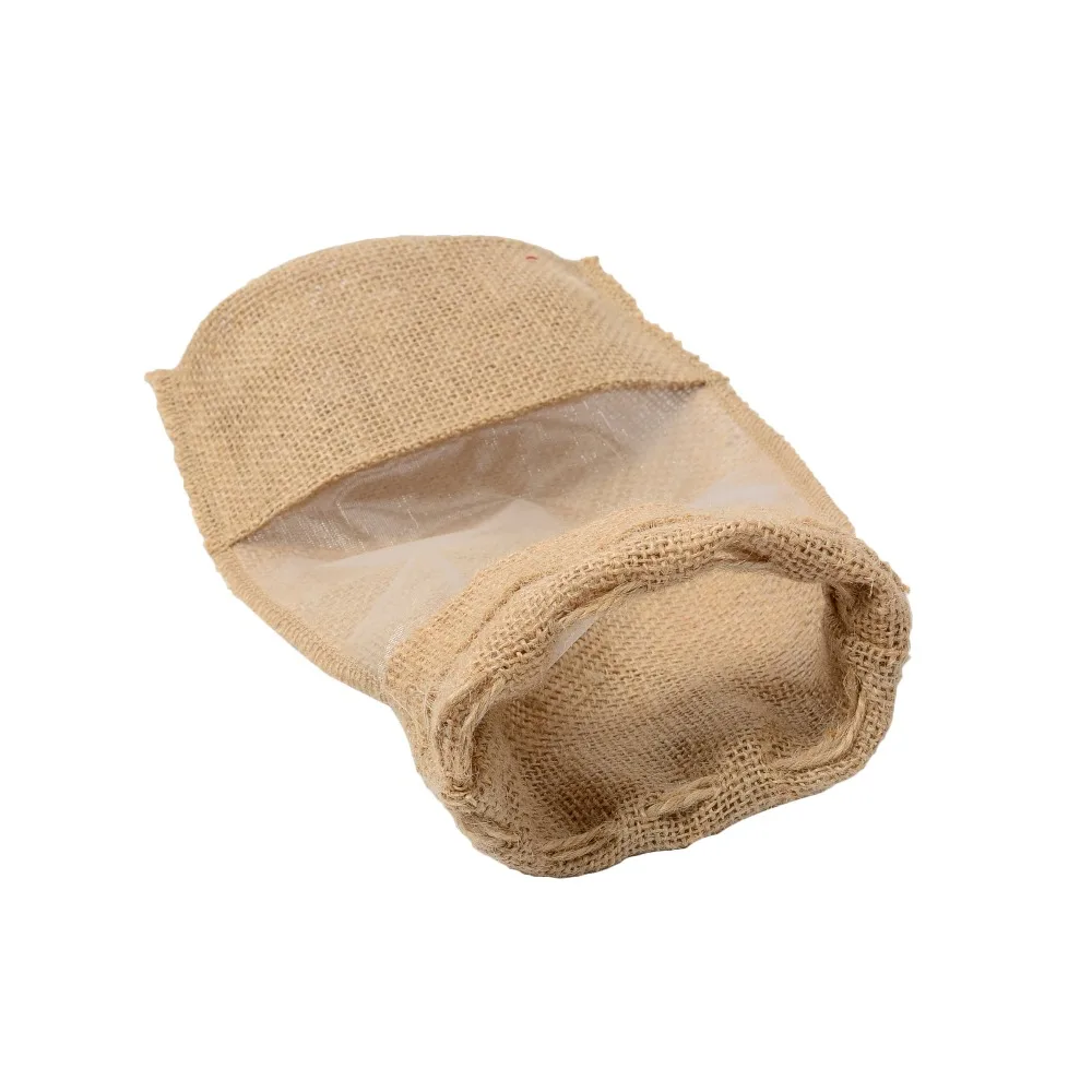 

Clear Window Jute Wine Bottle Covers 6.3"x12.6" Hessian Bags Organza Linen Drawstring Pouch Wine Storage Christmas Dropshipping