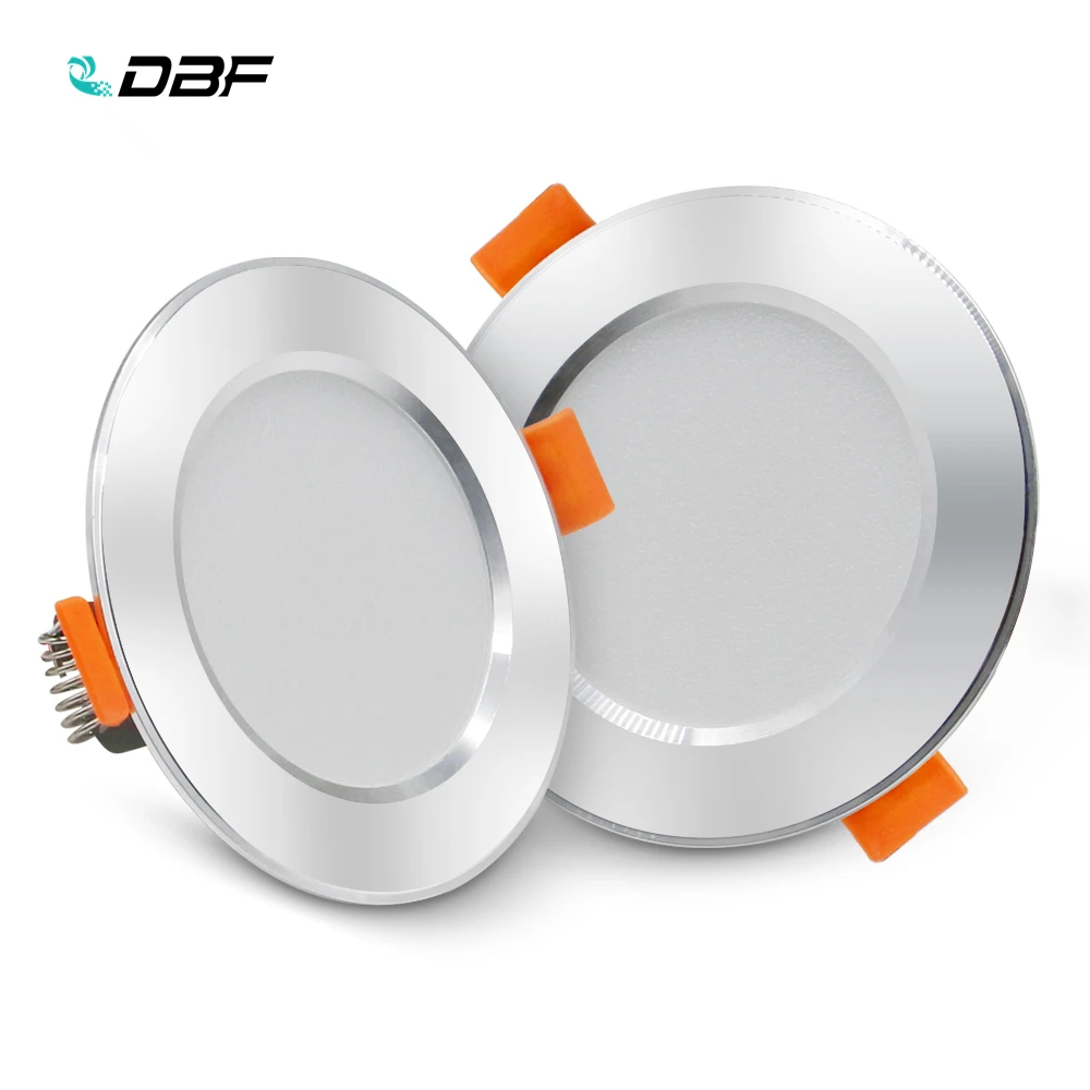 

[DBF]Ultra Bright Silver Round LED Downlight 3W 5W 7W 9W 12W Aluminum AC220V Driverless SMD 2835 LED Ceiling Recessed Spot Light