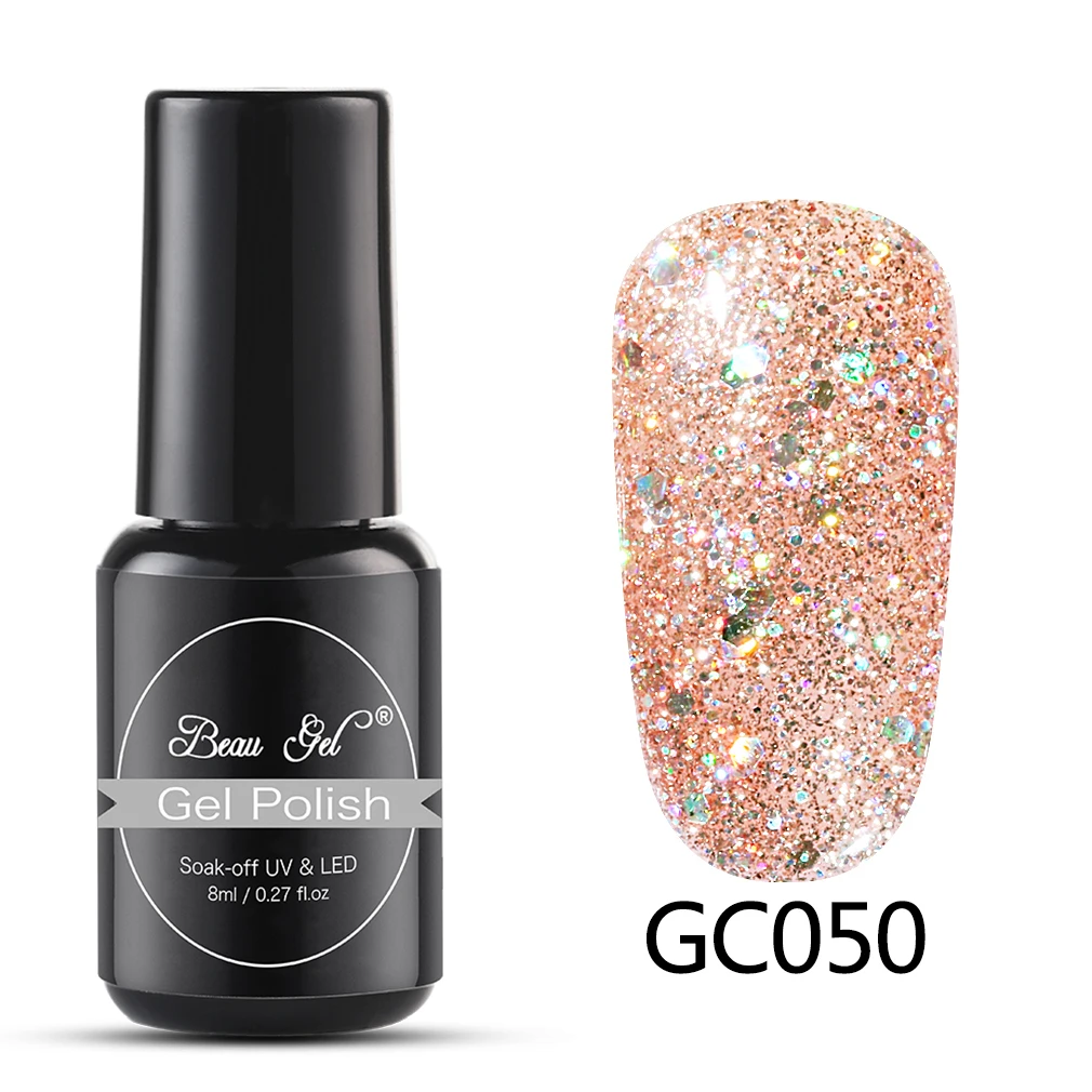 GC050 Beau гель 8 мл Bling Блестящий Гель-лак для ногтей замачиваемый УФ светодиодный блестящий гель с блестками маникюрный лак Полупостоянный Алмазный Гель-лак - Цвет: GC050