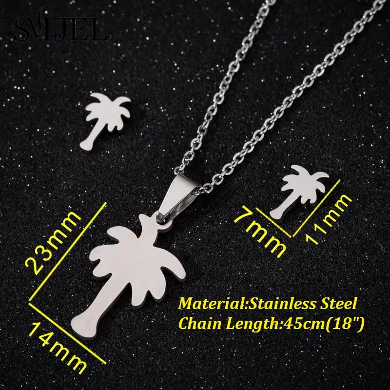 SMJEL Мода Palm Tree Цепочки и ожерелья Нержавеющая сталь Woodland ювелирные изделия