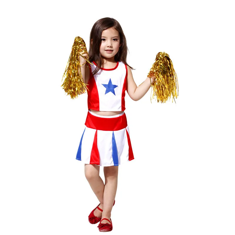 M XL костюмы для хеллоуина девочек детская Униформа черлидера детское платье