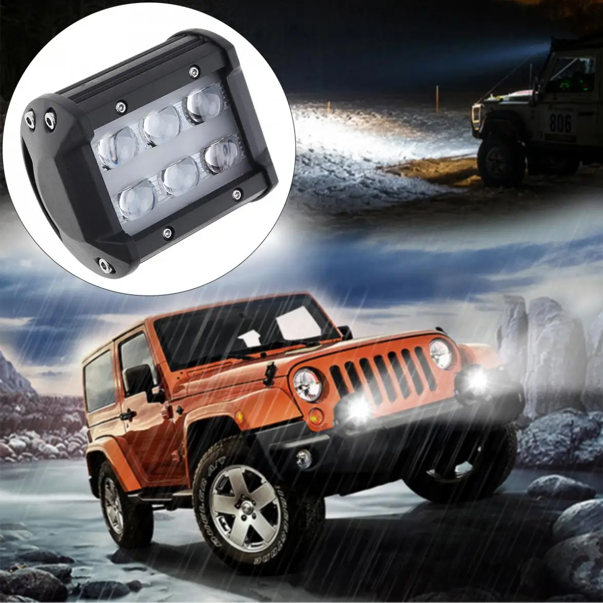 4 Inch 30W 6000LM 6000K LED Car Work Light Spot Lamp with Two Rows Bars Worklight Offroad for Pickup Wagon | Автомобили и