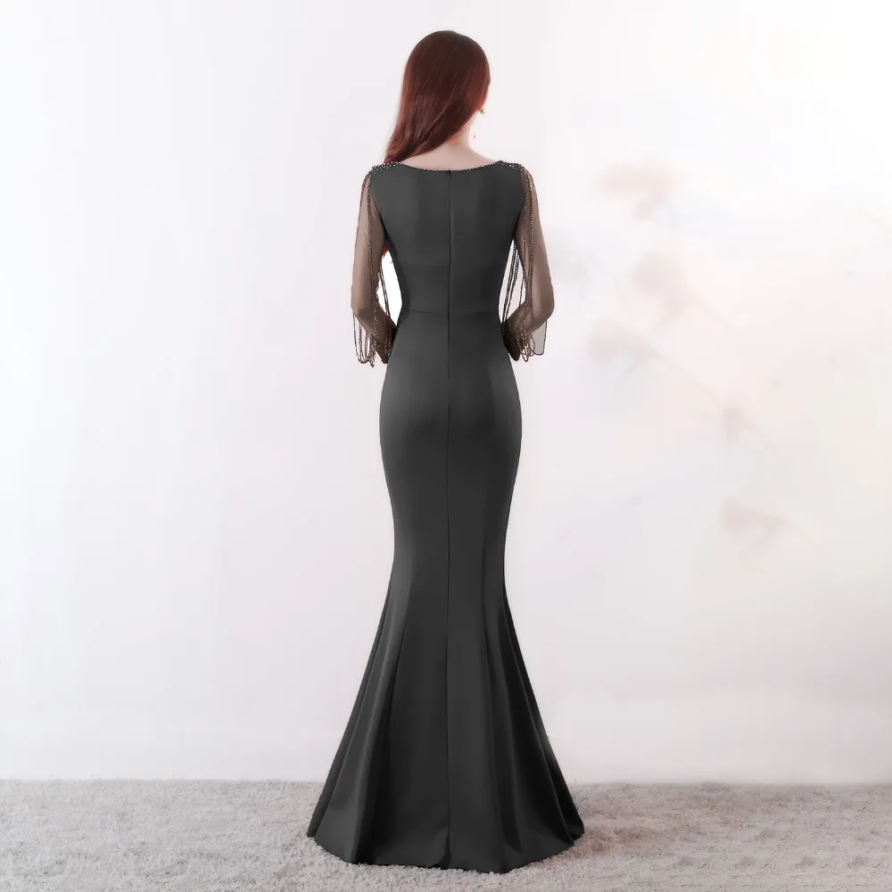 Элегантный знаменитости вечерние Русалка Тонкий платье Vestidos цвет красного вина Длинные рукава горный хрусталь цепи рыбий хвост длинные вечерние платье