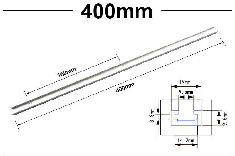 1Pc 400mm T-track Т-треки алюминиевый сплав слот Торцовочная дорожка джиг приспособление для фрезерного стола ленточные пилы деревообрабатывающий инструмент 300 мм/400 мм/600 мм/800 мм - Цвет: 1Pc 400mm T-track