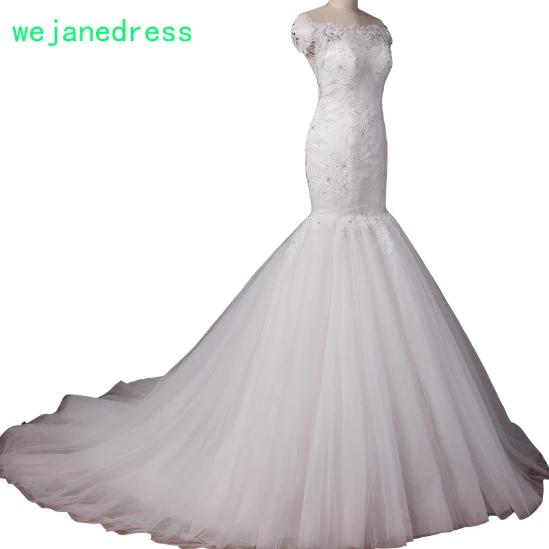 Wejanedress индивидуальные 2017 белый Vestidos De Novia blancos бисером Русалка Свадебные платья