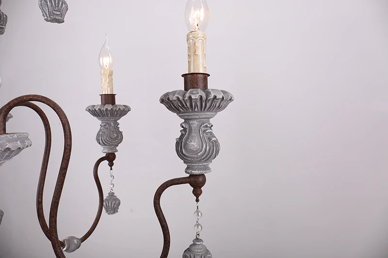 Деревянная люстра свет кафе французская старая свеча антикварное