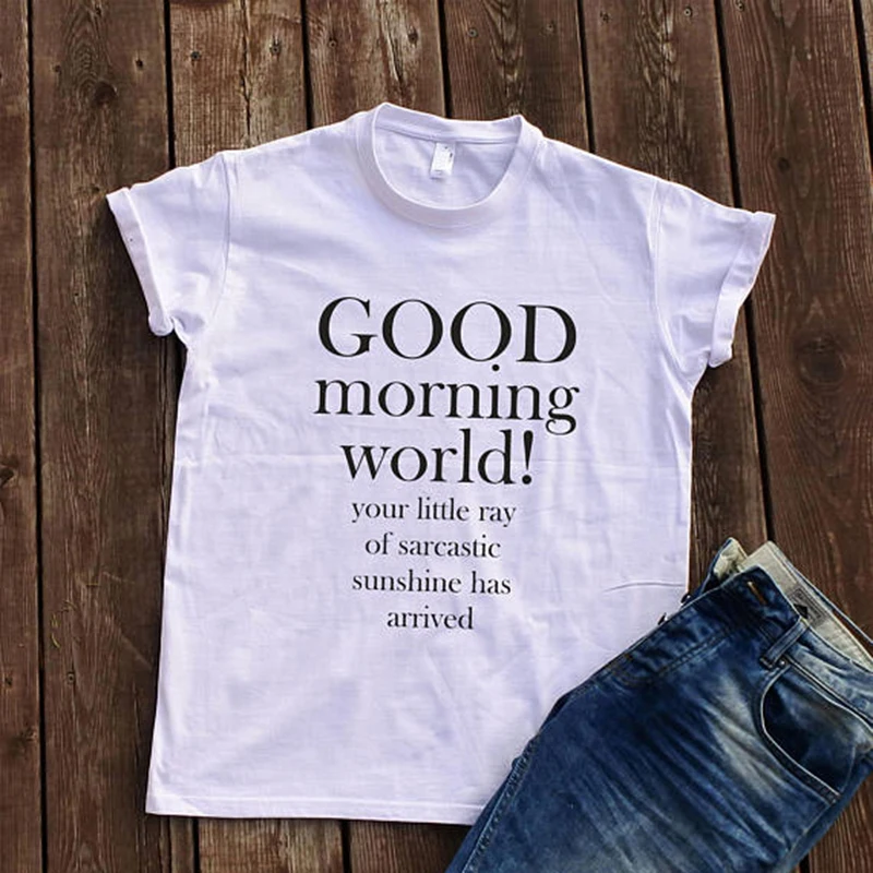 EnjoytheSpirit женская футболка Good Morning World футболка унисекс для взрослых забавные поговорки саркастический с принтом с цитатой футболка Летняя мода
