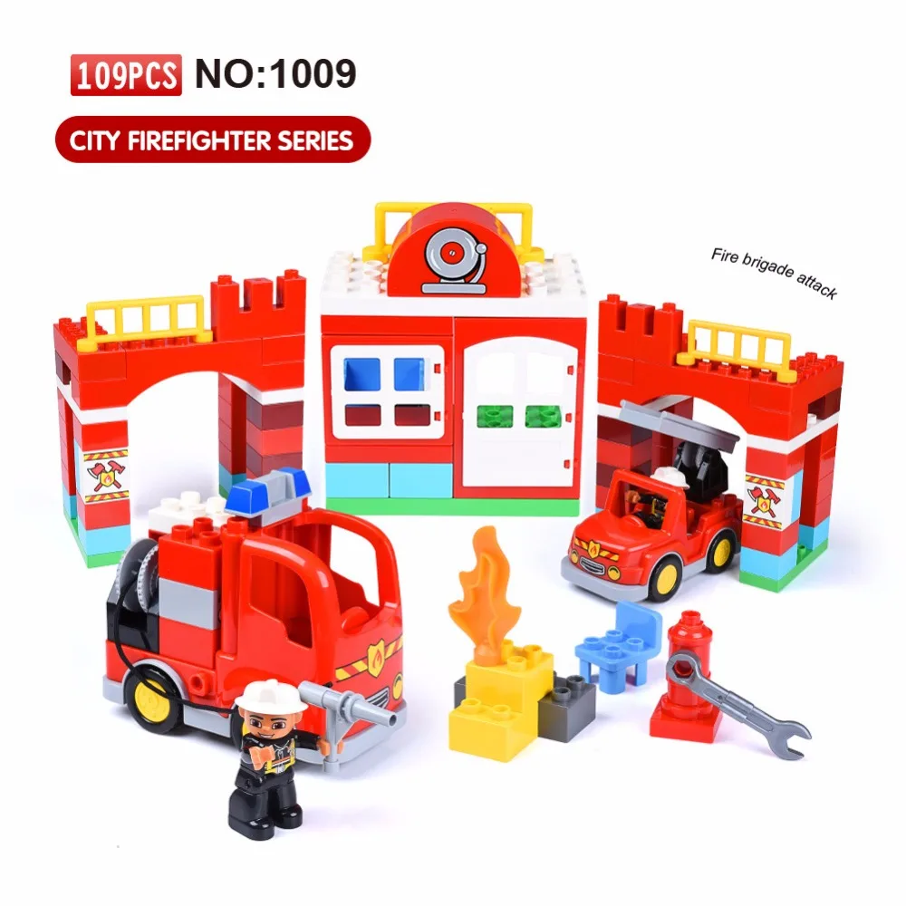 Городская пожарная часть фигурки кирпичи для тележки Playmobil 109 шт. большой размер
