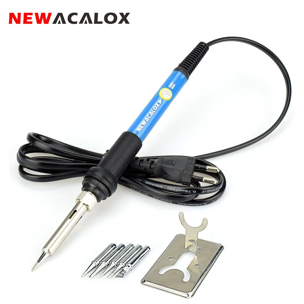 Электрический паяльник NEWACALOX, 220 В/110 В, 60 Вт, паяльная сварочная станция с регулируемой температурой+ 5 паяльных наконечников