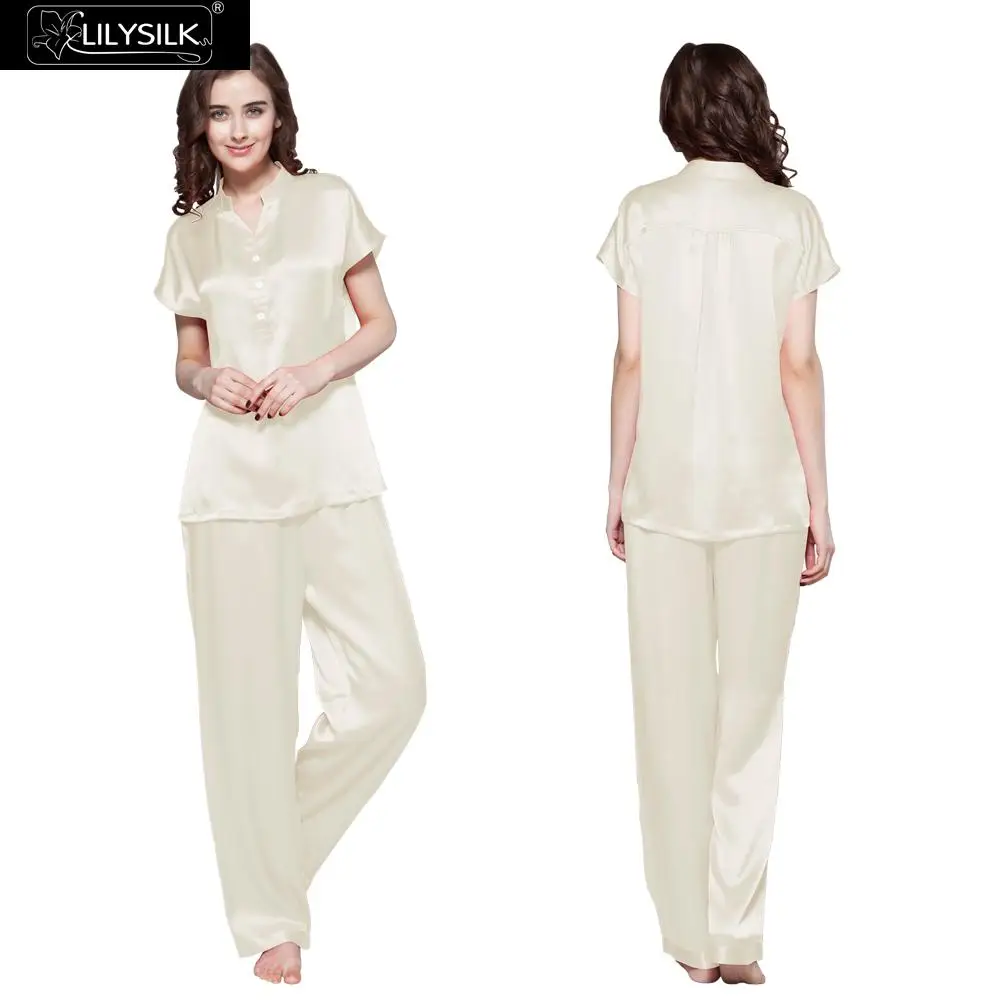 LilySilk пижамный комплект из чистого 100 шелка 22 momme пижамы женские с коротким рукавом
