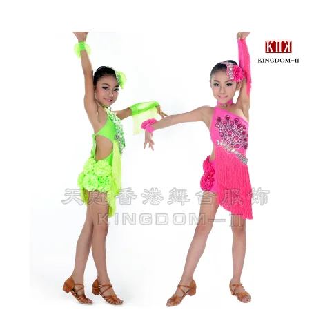 Детские платья для латинских танцев с кисточками стиль