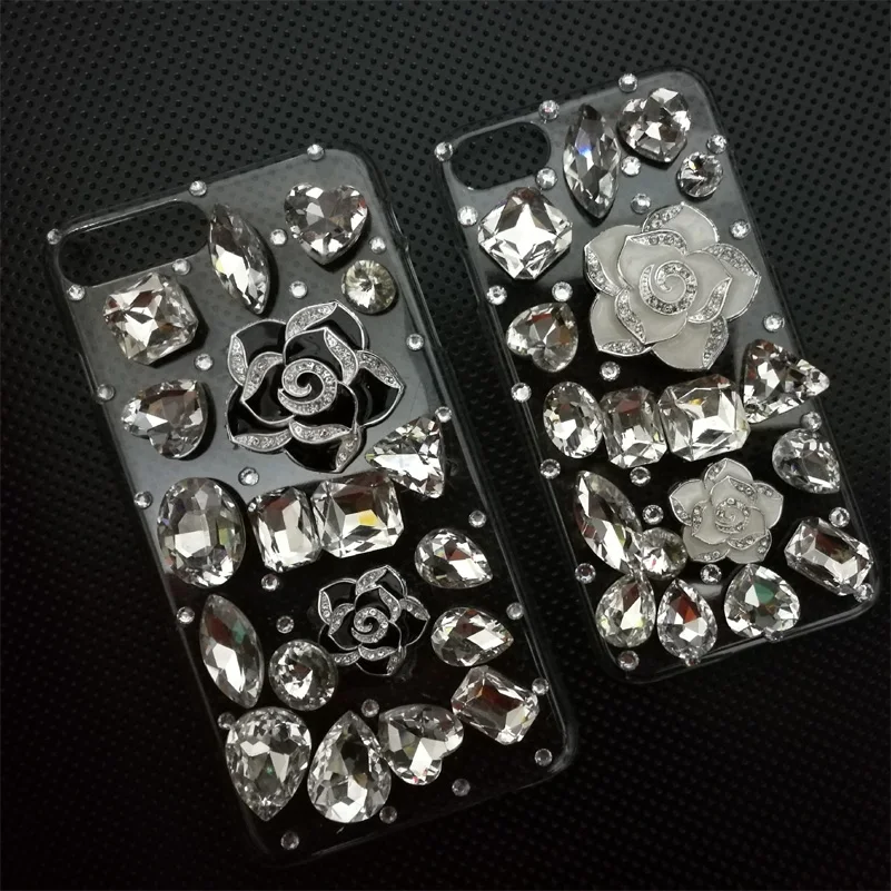 3D Блестящий чехол для iphone 8 Plus x i7 6s 5S 5c se 4S 4 с кристаллами и бриллиантами цветком
