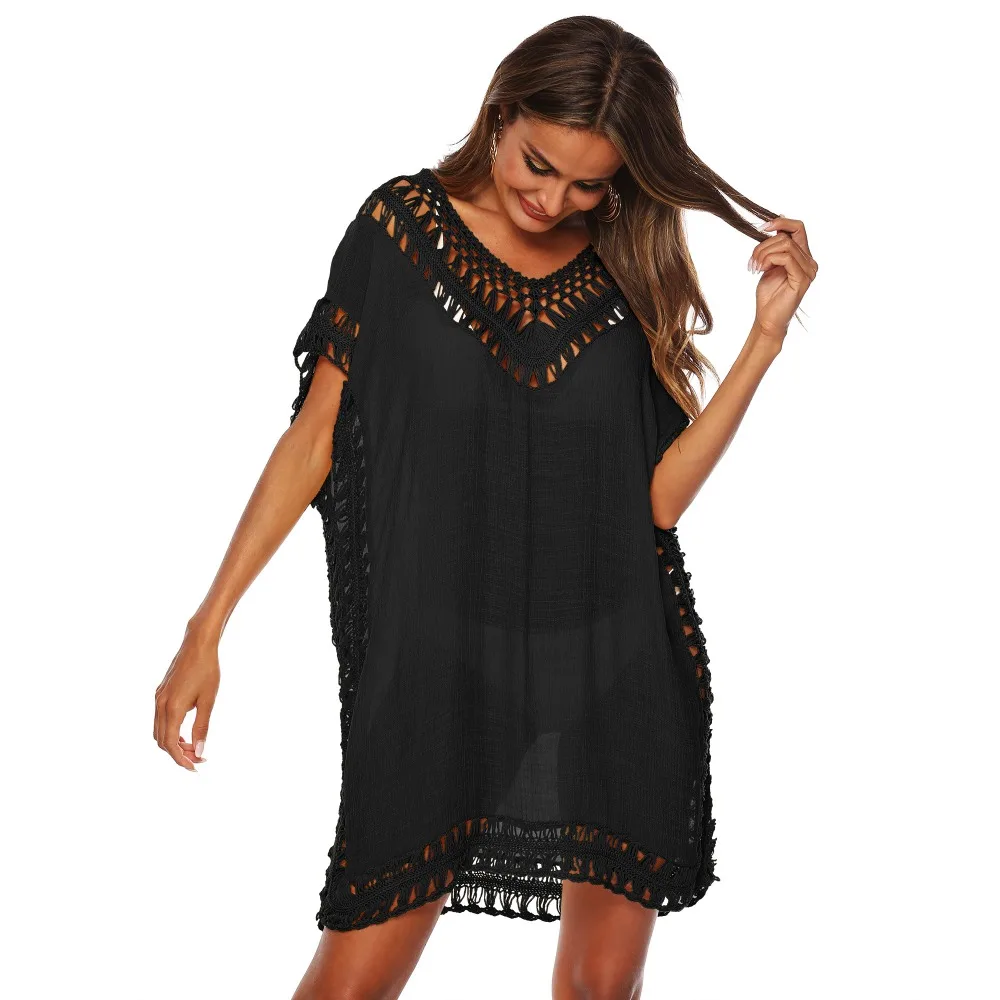 Новинка 2019 года Бикини Cover Up для женщин пляжное платье полые вязать Защита от