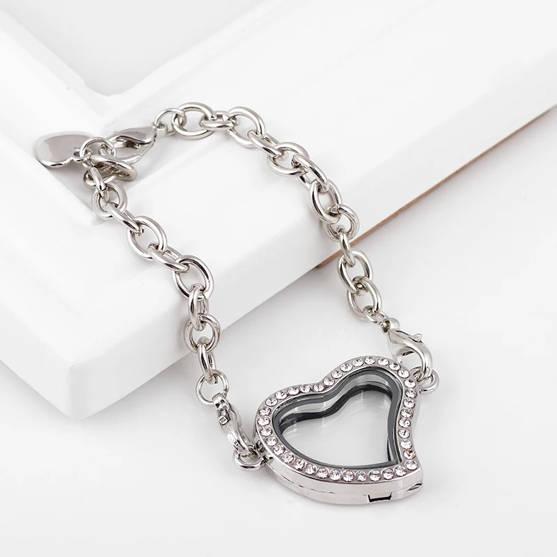 10 шт./лот Новое поступление 4 цвета Браслет медальон в форме сердца из сплава с