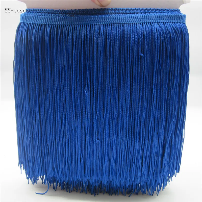 Royal blue Лидер продаж, 1 ярд, 20 см, длинное кружево, бахрома, отделка, полиэстер, бахрома, отделка для самостоятельной сборки, латинское платье, сценическая одежда, аксессуары, кружевная лента - Цвет: Royal blue