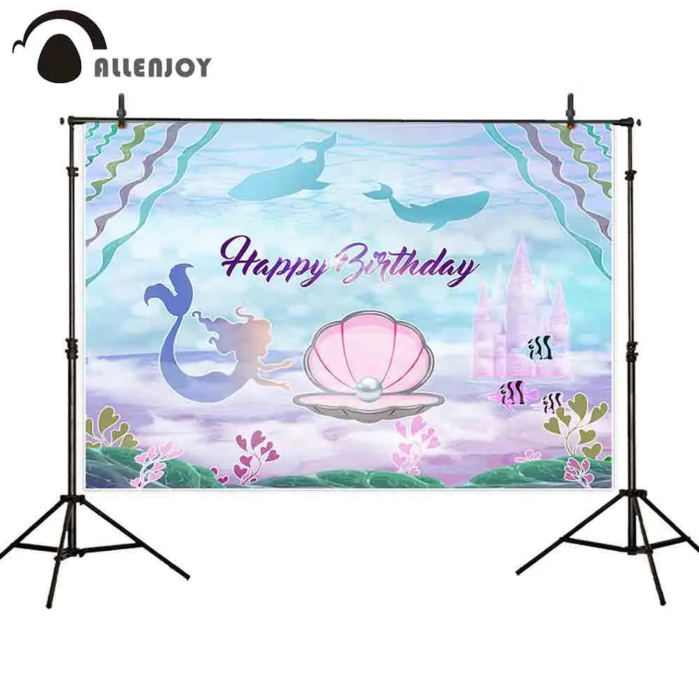 

Allenjoy background for photo studio mermaid birthday party castle under the sea backdrop photobooth photocall shoot prop