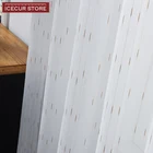 Тюлевые шторы ICECUR с золотойсеребряной вышивкой, занавески для гостиной, кухни, современные шторы в спальню, домашний декор, занавески