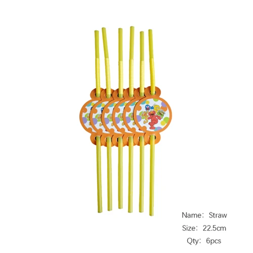 Straw 6pcs Набор для украшения улицы кунжута, Элмо, Берта, большой птицы, Детские вечерние украшения на день рождения, вечерние принадлежности - Цвет: Straw 6pcs