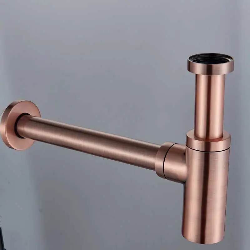 Brass Red Siphon Atique Бронзовый Круглый сифон бутылка ловушка черный P-TRAP ванная комната туалетный труба РАКОВИНЫ отходов Латунь Всплывающие Слив с переливом - Цвет: Brass Red Siphon