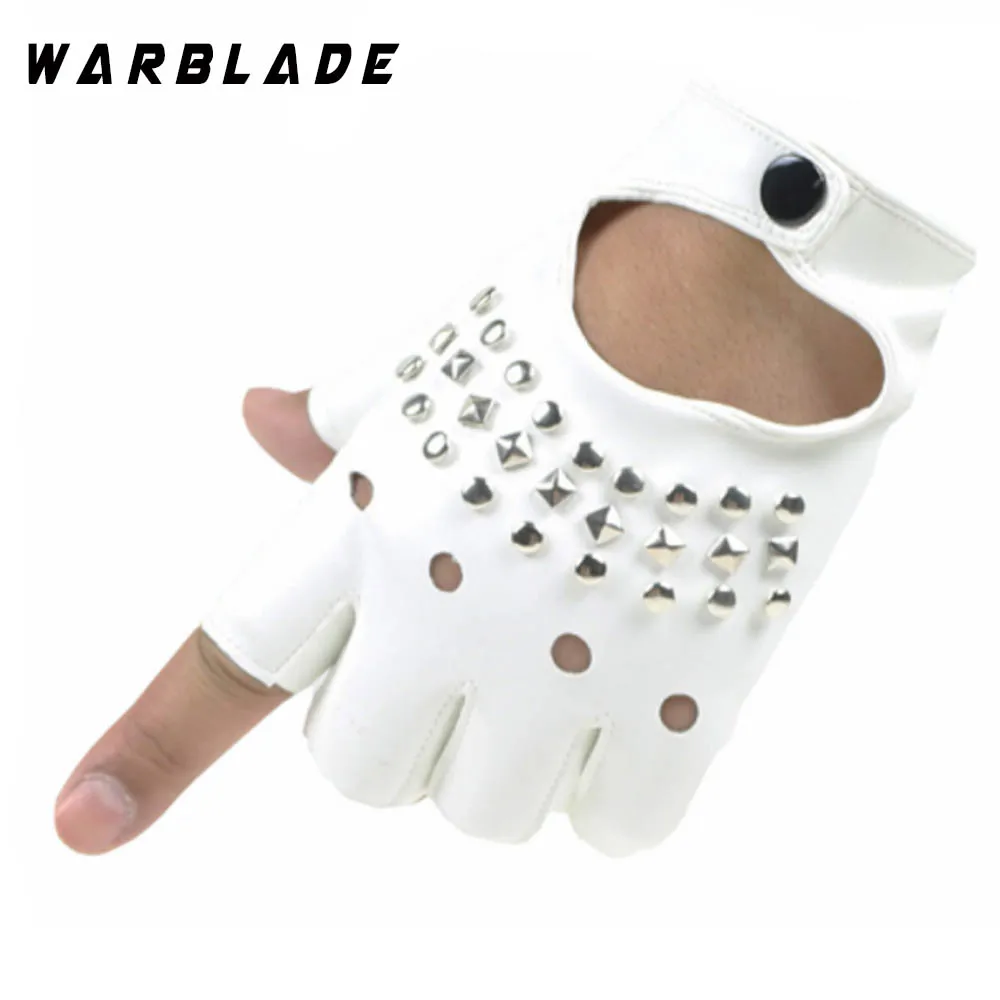 Женские перчатки без пальцев WarBLade, женские сексуальные перчатки на запястье, кожаные перчатки для танцев, Вечерние перчатки без пальцев, митенки - Цвет: White