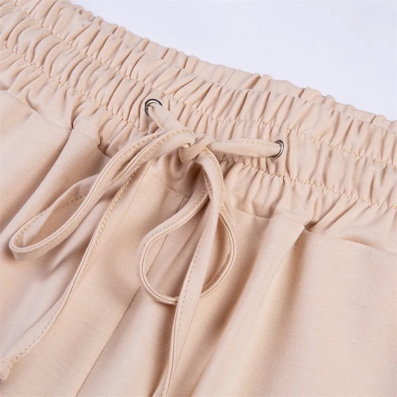 Genayooa Casual Women Two Piece Outfits Short Hoodies Women Zip Tracksuit Women 2 Piece Set Lace Up High Waist Loose Pants