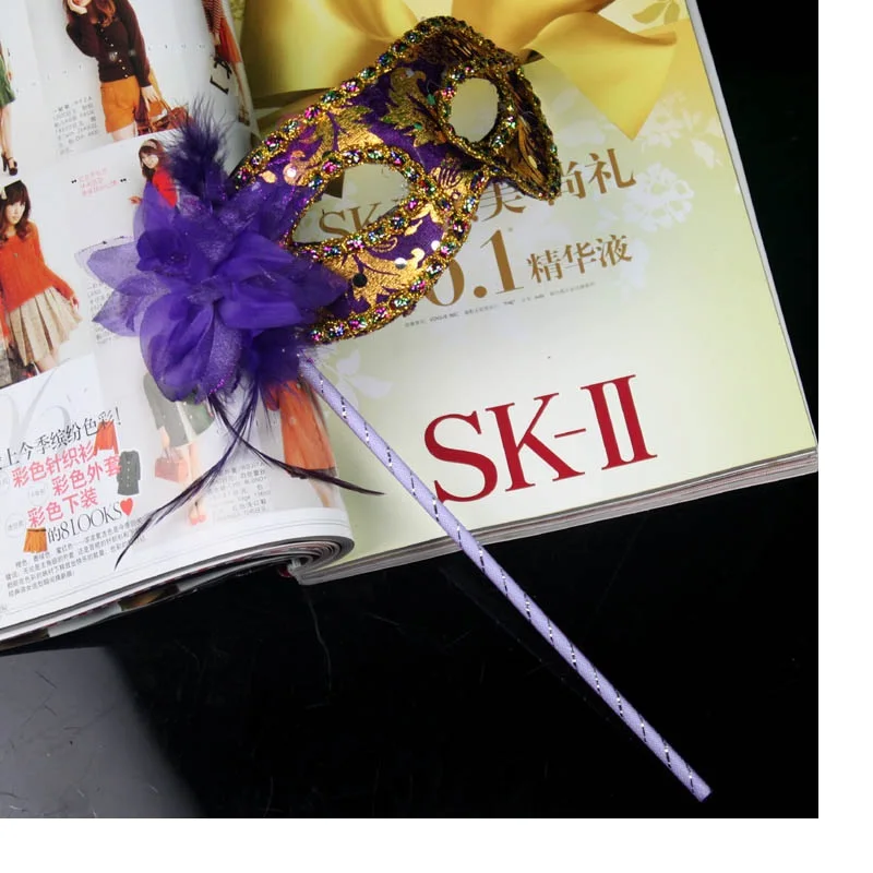 100 шт./лот вечерние няя маска ручной работы с палочкой Свадебная Венецианская