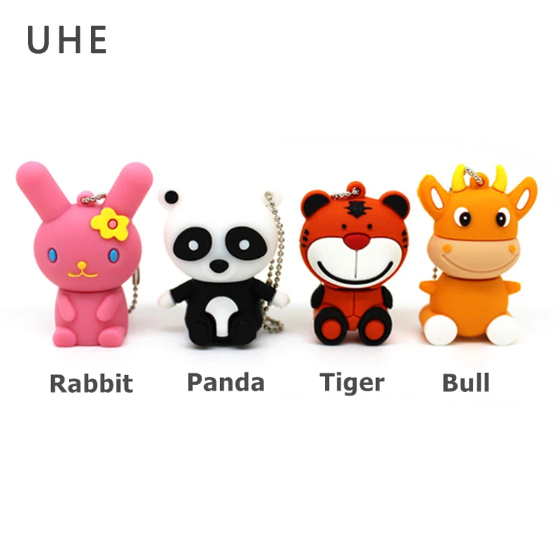 

Pen drive cartoon rabbit/tiger/panda/Bull usb flash drive 4GB 8GB 16GB 32GB 64GB cute animals memory stick lovely gift pendrive