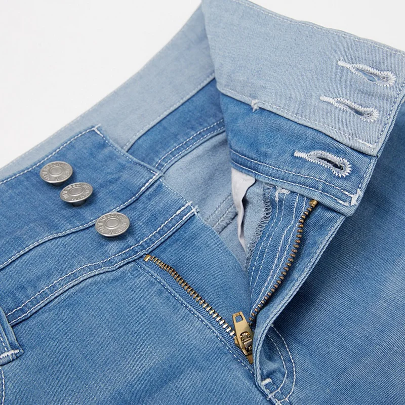 Джинсовая пуговица с высокой талией на молнии женские джинсовые шорты