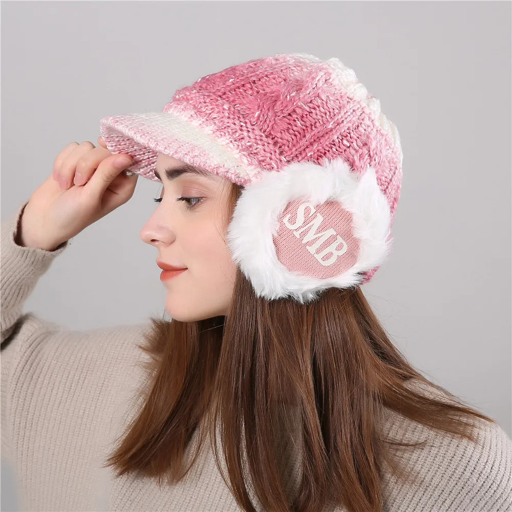 2018 новые модные женские зимние теплые удобные градиент цвет защиты Casquette вязать