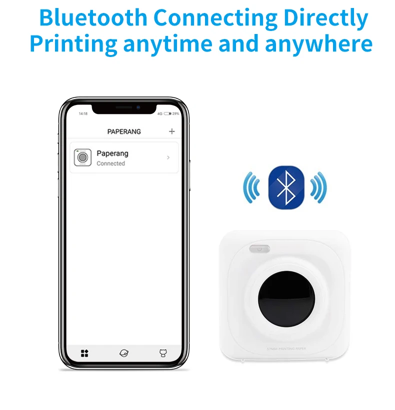 PAPERANG мини фотопринтер портативный термальный Bluetooth принтер для Android IOS мобильный телефон