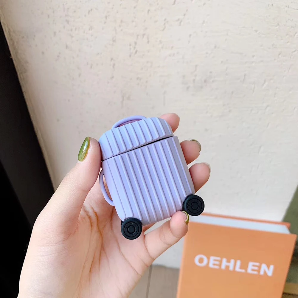 Милый модный чехол для Apple Airpods чемодан багажный багажник силиконовый анти