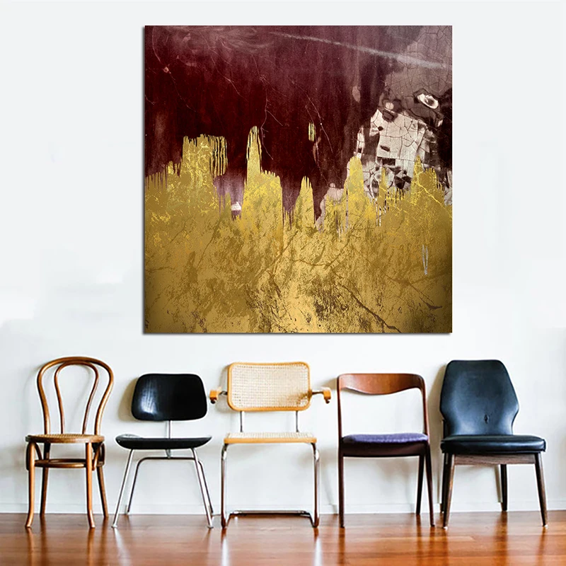 RELIABLI художественная золотая линия абстрактные картины настенные постеры и