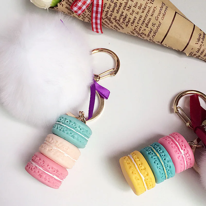 DIY Пара Брелок Мода Мех Кролика Мяч Конфеты Цвет Торт В Форме Ювелирных Изделий